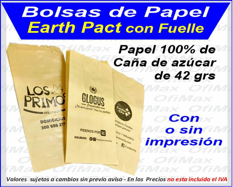 bolsa de papel ecologico con fuelle, bogota, colombia